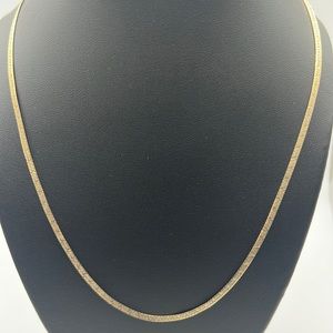 GOLD OVER STERLING SILVER “X” PATTERN 20” HERRINGBONE NECKLACE